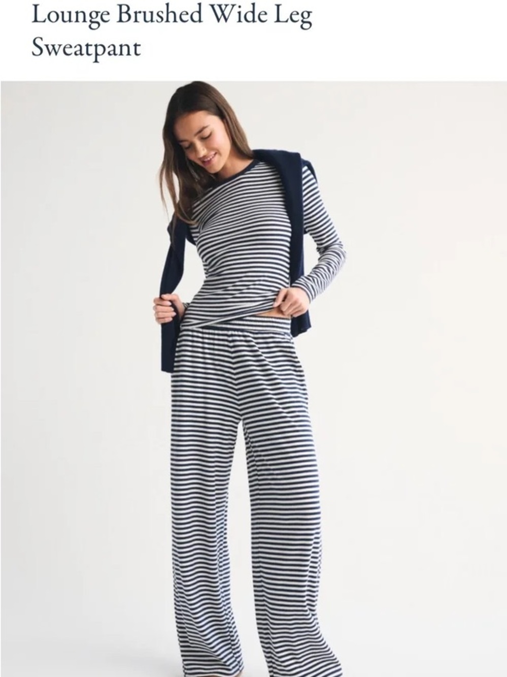 Navy & White striped lounge ribbed wide leg sweatpants
